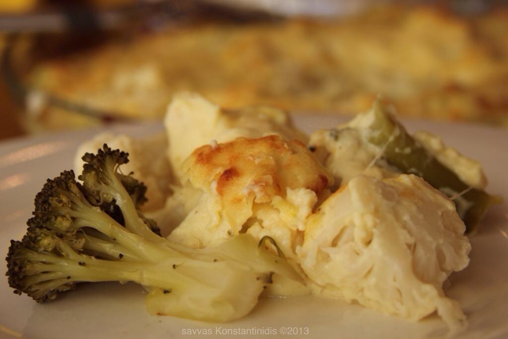 Cauliflower and broccoli cheese bake savvas Konstantinidis